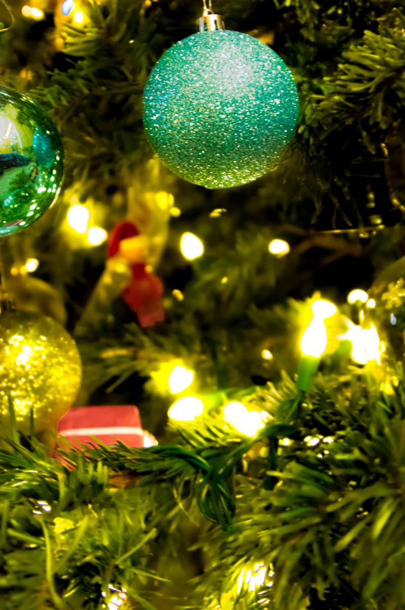 Christmas morning ornament — soft bokeh and festive color